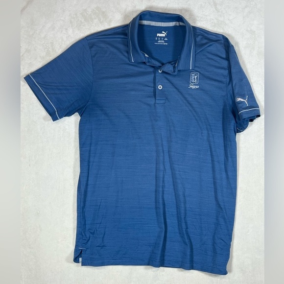 Puma Men's TPC Sawgrass Size Medium Blue Polo Golf Shirt - Picture 2 of 9